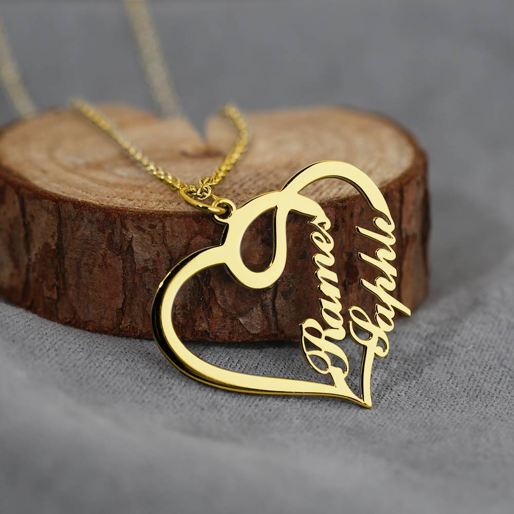 Couple Name Heart Necklace RishiRich Jewels