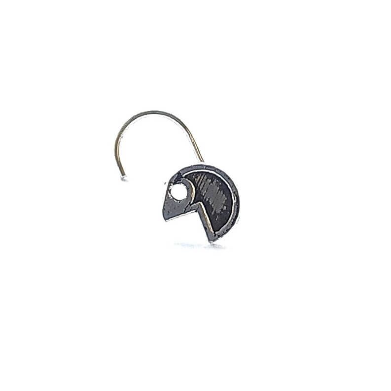 Pac Man Oxidised Silver Nose Pin - RishiRich Jewels
