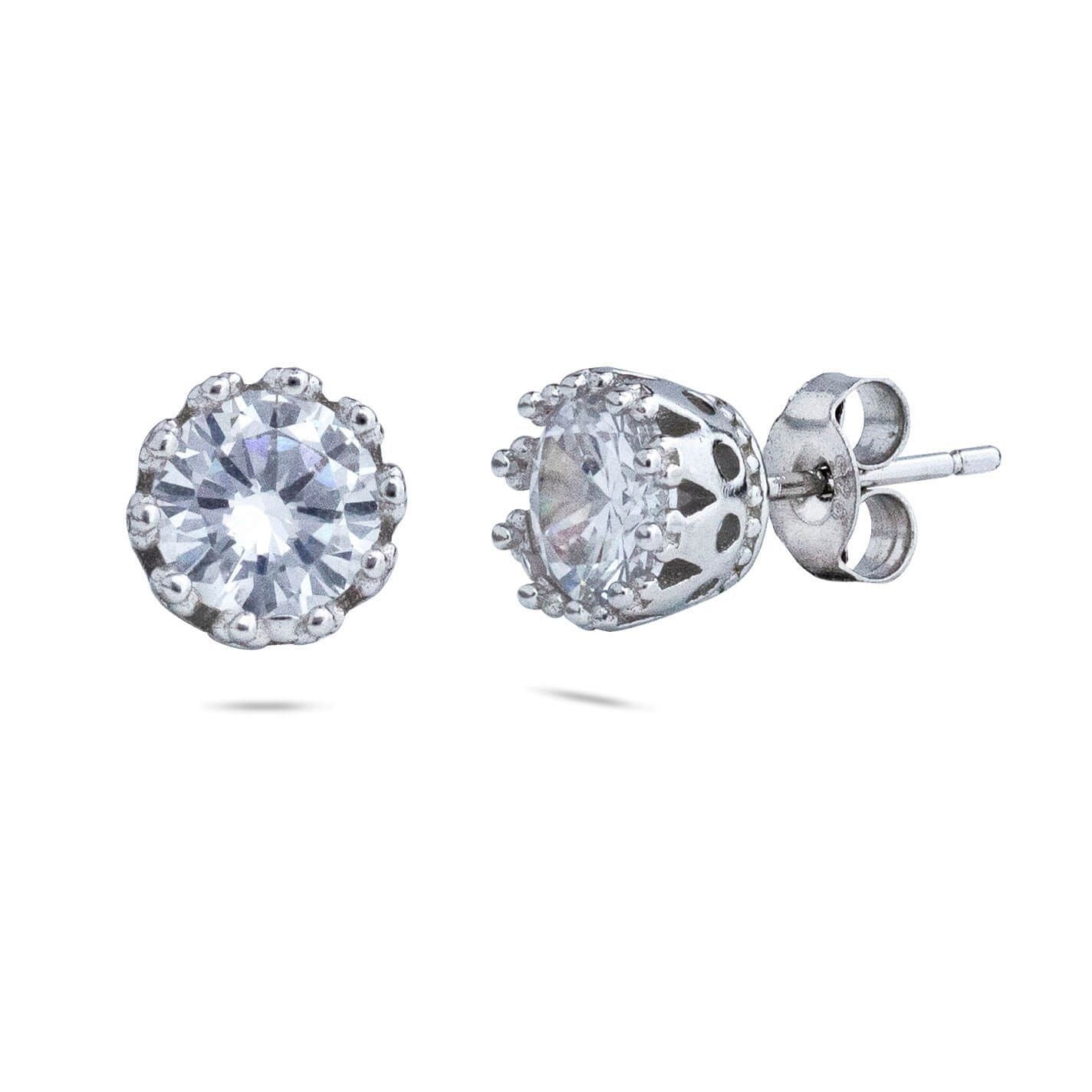 RRJ0887 Pure 925 Sterling Silver 1 Carat Solitaire Unisex Stud - RishiRich Jewels