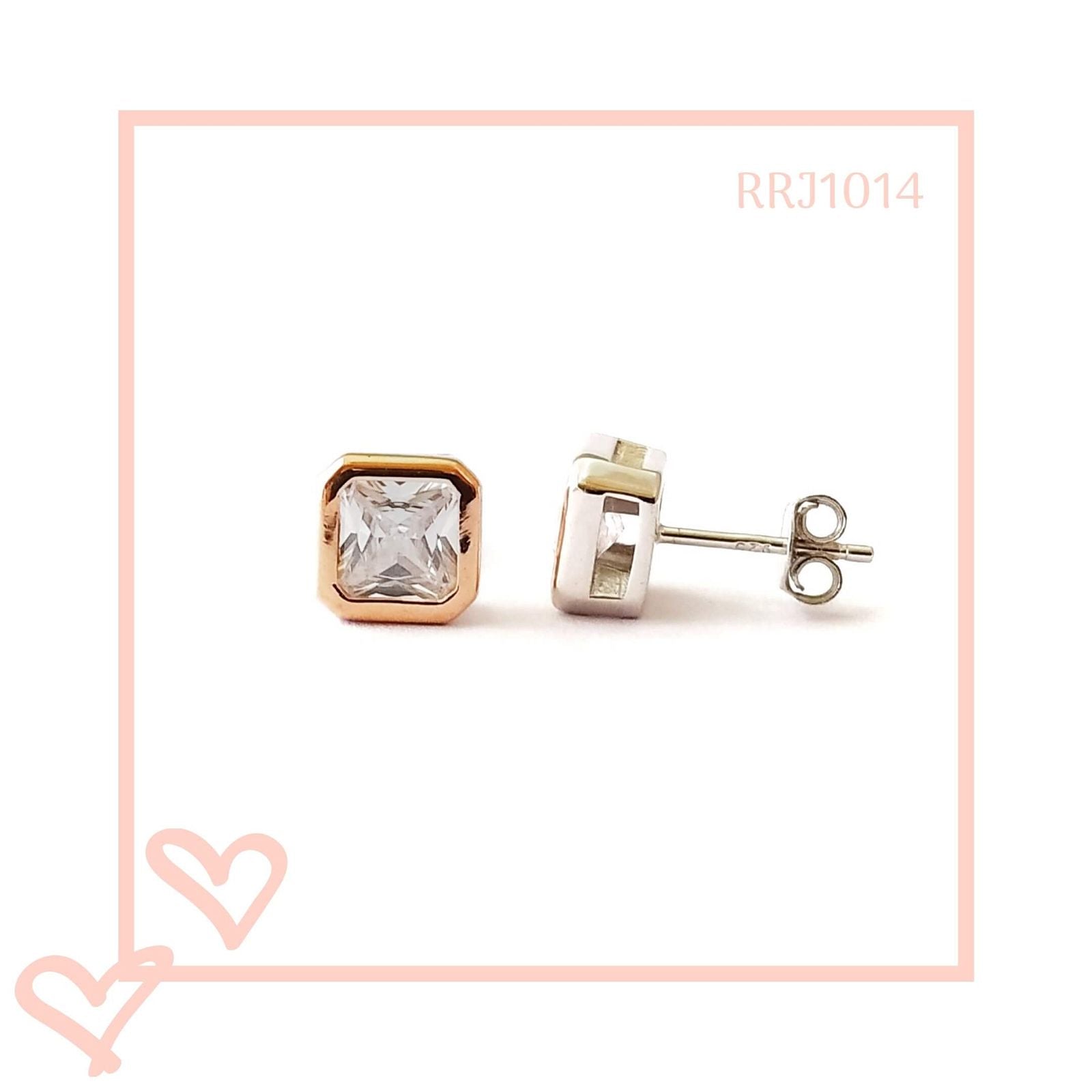 RRJ1014 Pure 925 Sterling Silver 2 Carat Princess Cut Solitaire Unisex Stud - RishiRich Jewels