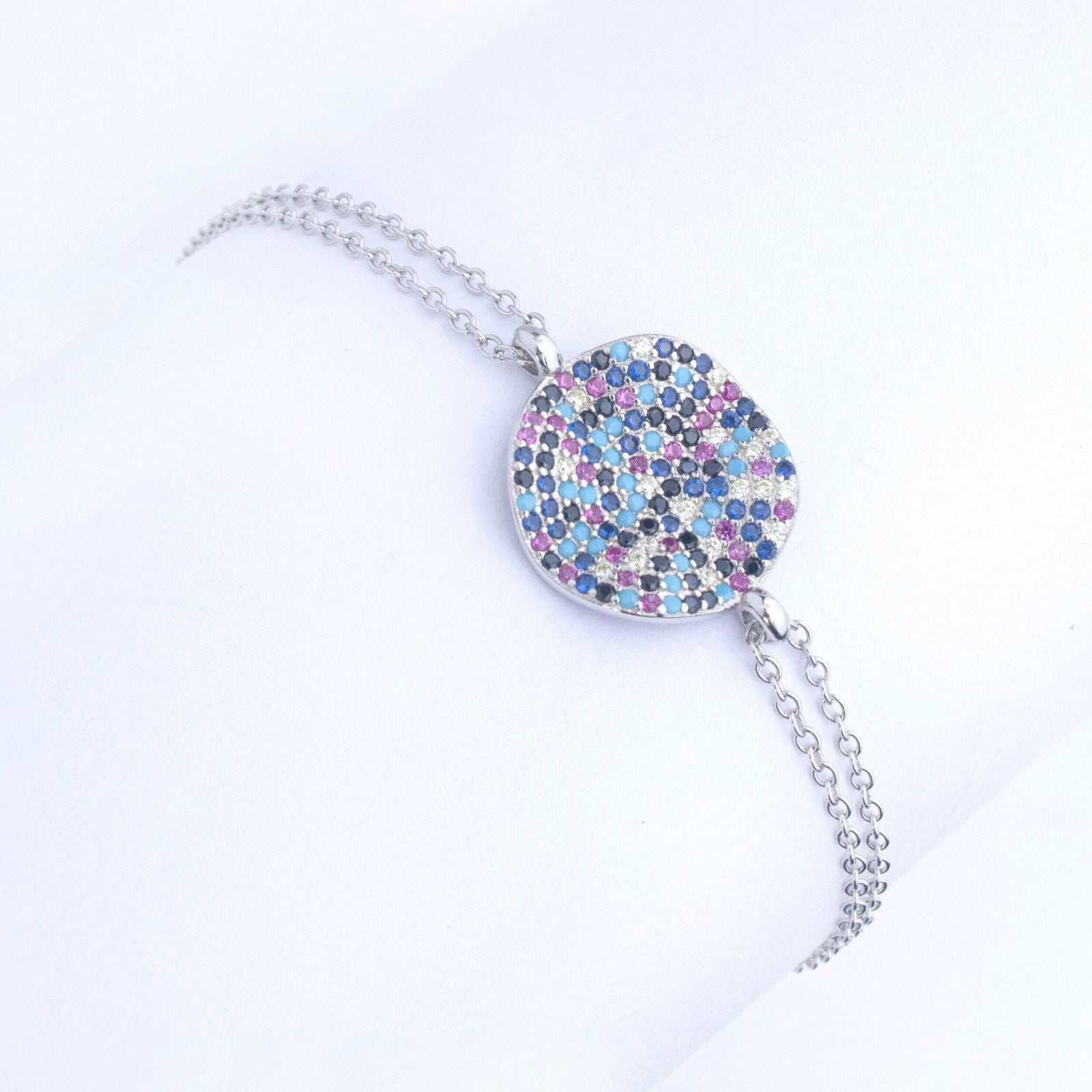 RRJ1249 Pure 925 Sterling Silver Evil Eye Bracelet - RishiRich Jewels