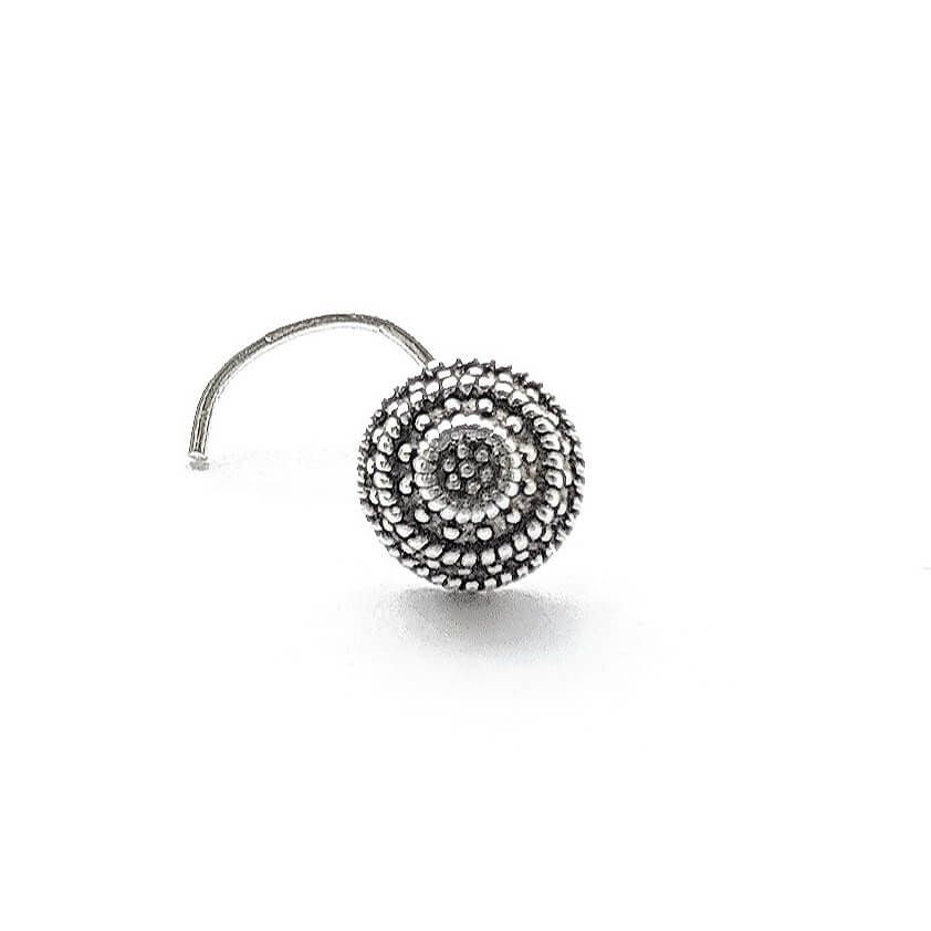 Round - B Oxidised Silver Nose Pin - RishiRich Jewels