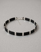 Aamani Mens Black Thread Silver Bracelet by RishiRich Jewels