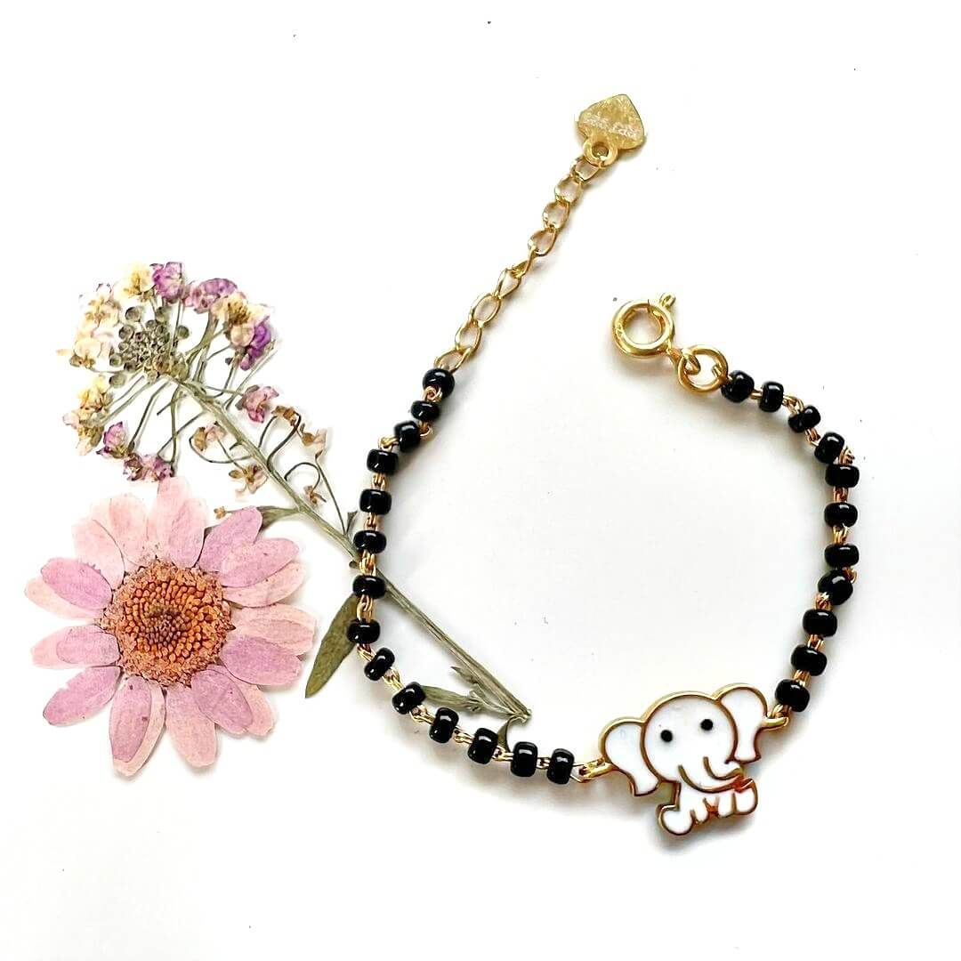 Baby Elephant Silver Baby Nazariya Bracelet - RishiRich Jewels