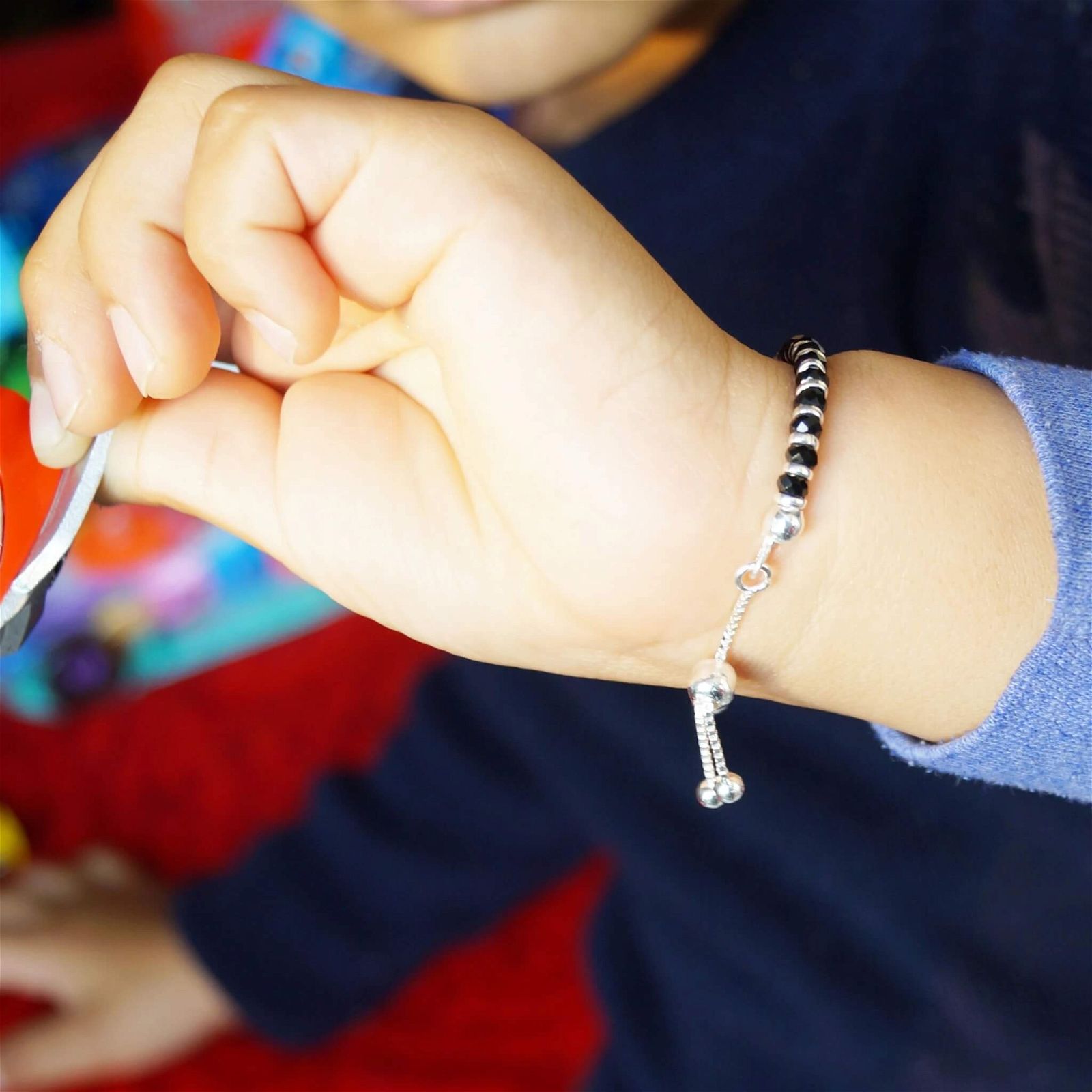 Baby Silver Nazariya Adjustable Bracelet - RishiRich Jewels