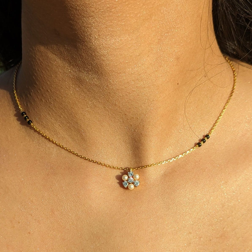 Blossom Silver Neck Mangalsutra - RishiRich Jewels