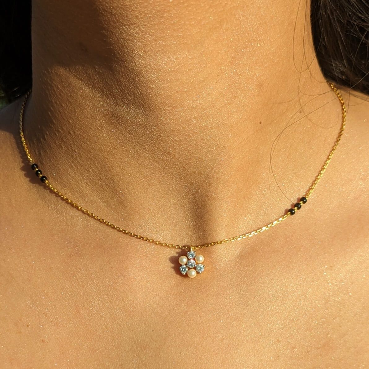 Blossom Silver Neck Mangalsutra - RishiRich Jewels
