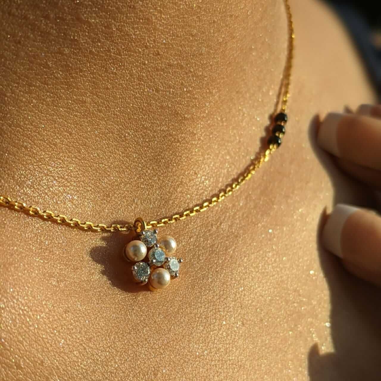 Blossom Silver Neck Mangalsutra - RishiRich Jewels