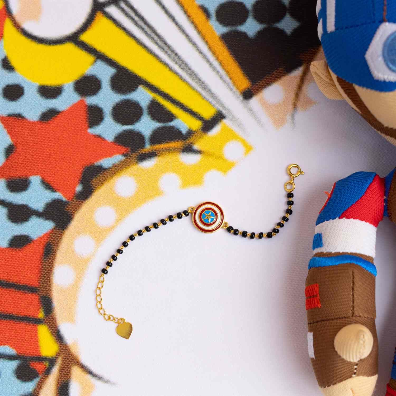Captain America Shield Silver Baby Nazariya Bracelet - RishiRich Jewels