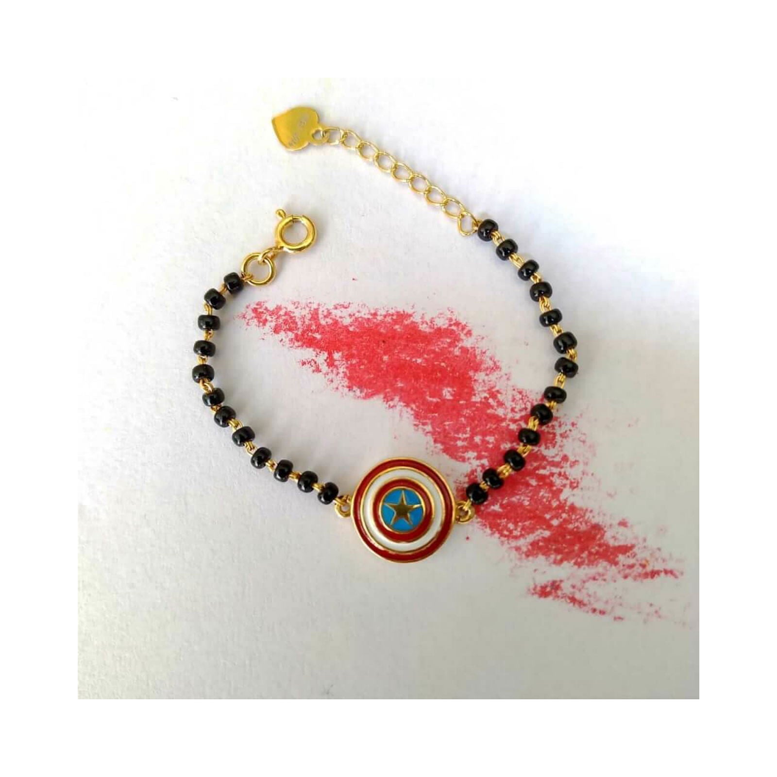 Captain America Shield Silver Baby Nazariya Bracelet - RishiRich Jewels