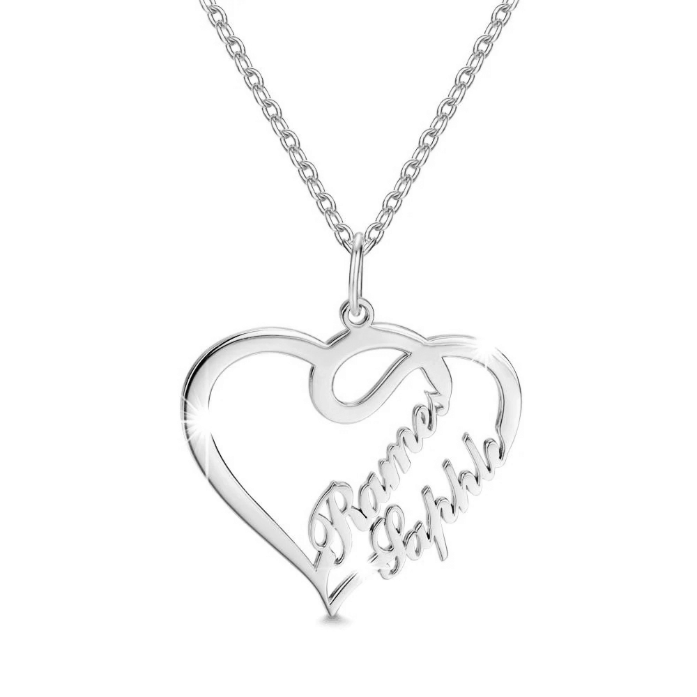 Couple Name Heart Necklace RishiRich Jewels
