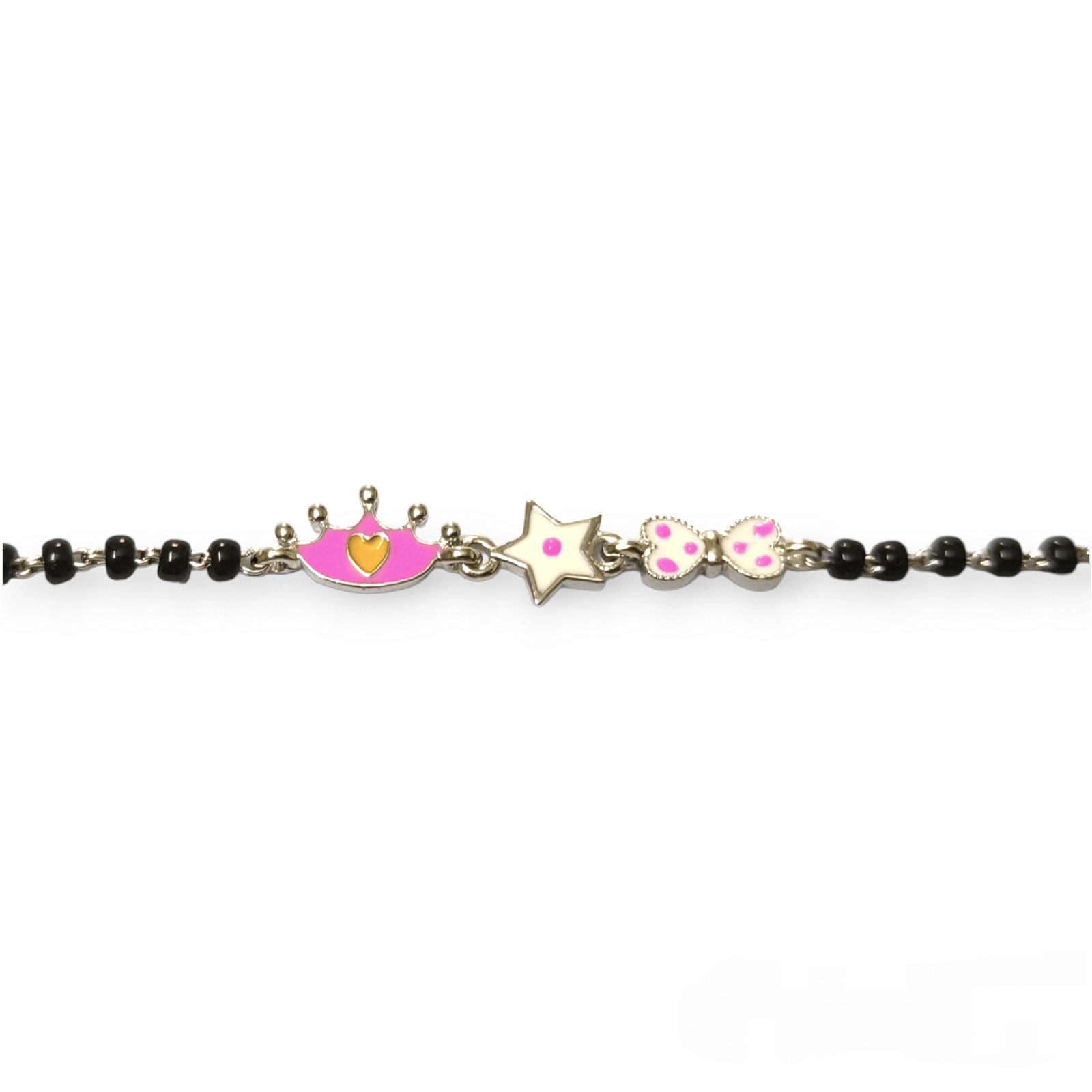 Crown, Star & Bow Silver Baby Nazariya Bracelet - RishiRich Jewels