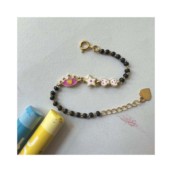 Crown, Star & Bow Silver Baby Nazariya Bracelet - RishiRich Jewels