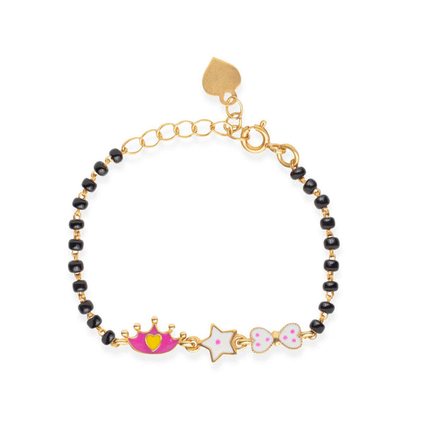 Crown, Star & Bow Silver Baby Nazariya Bracelet - RishiRich Jewels
