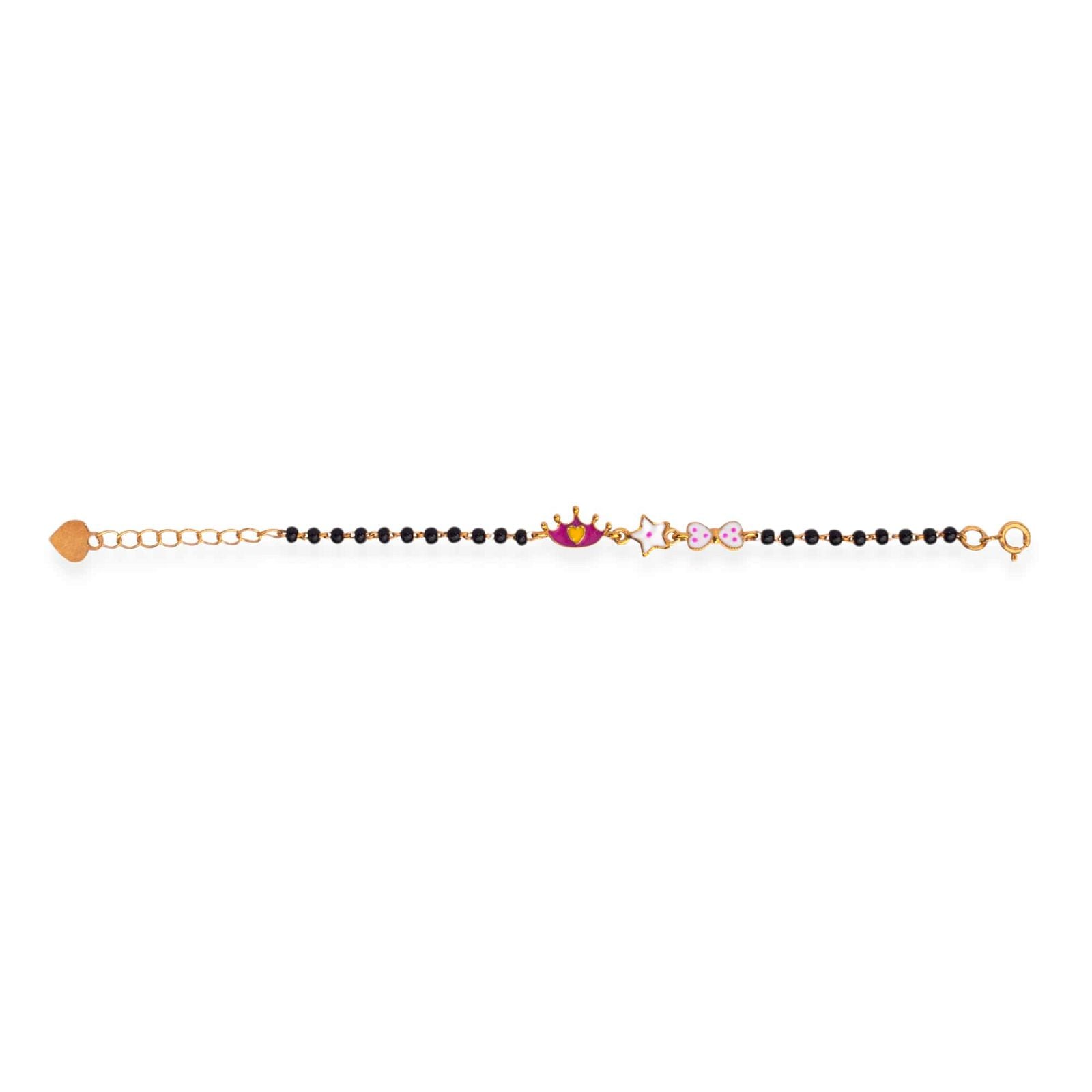 Crown, Star & Bow Silver Baby Nazariya Bracelet - RishiRich Jewels
