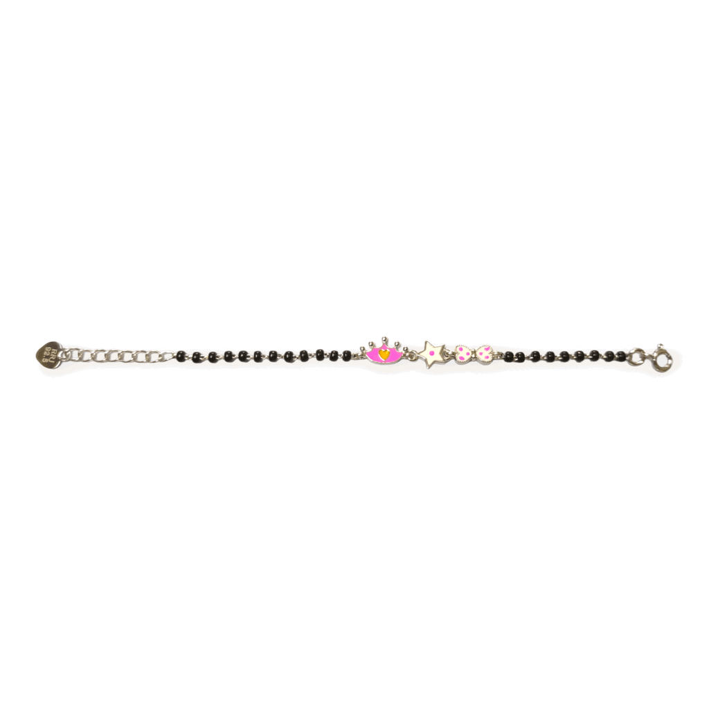 Crown, Star & Bow Silver Baby Nazariya Bracelet - RishiRich Jewels