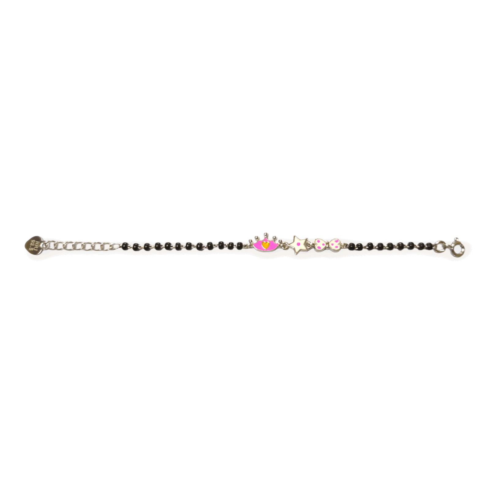 Crown, Star & Bow Silver Baby Nazariya Bracelet - RishiRich Jewels