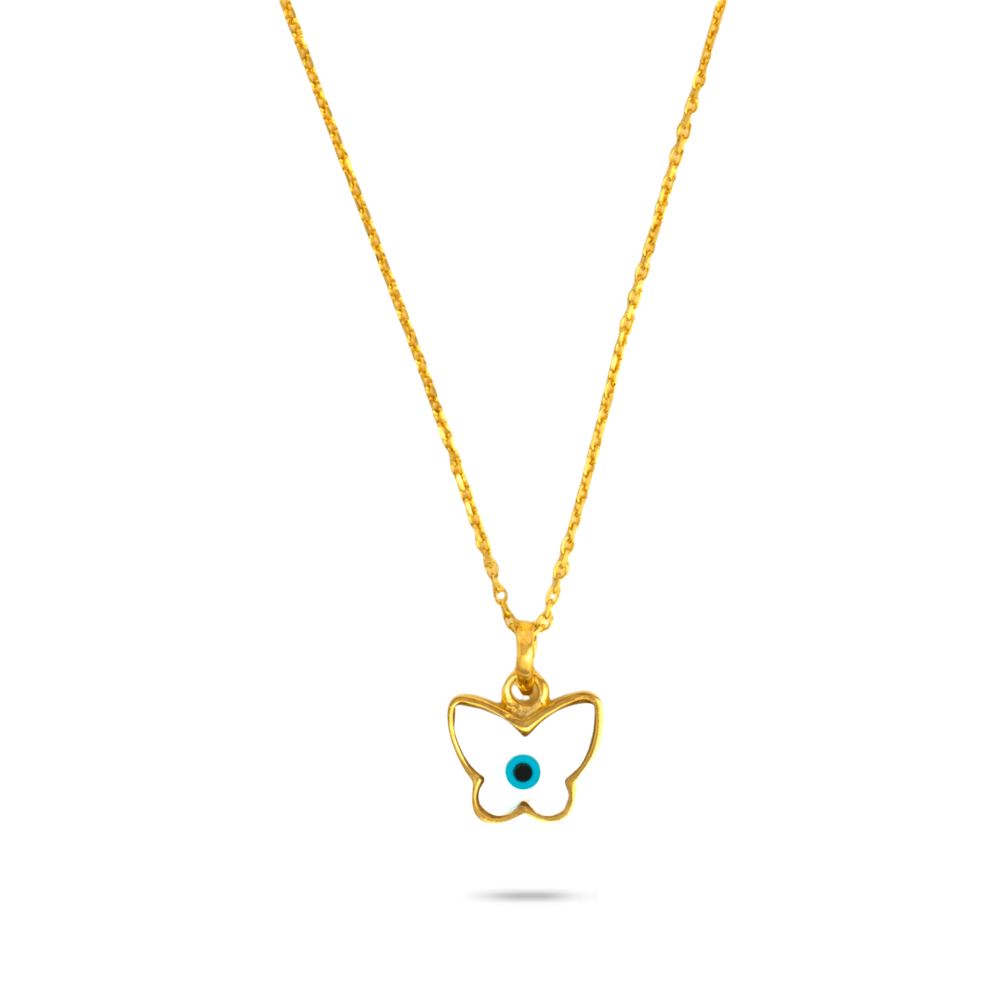 Dainty Butterfly Evil Eye Necklace - RishiRich Jewels