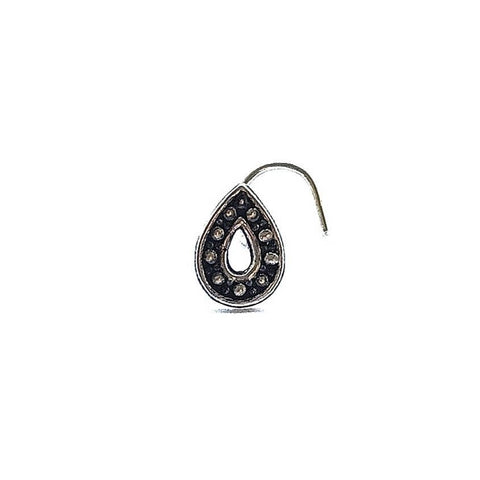 Empty Drop Oxidised Silver Nose Pin - RishiRich Jewels