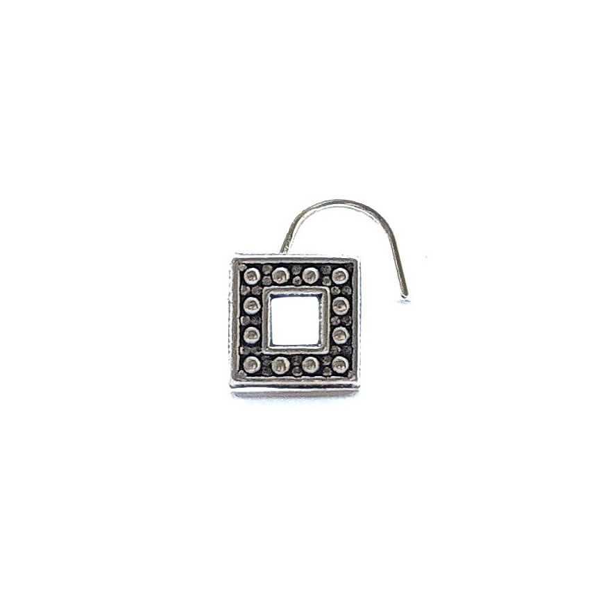 Empty Square Oxidised Silver Nose Pin - RishiRich Jewels