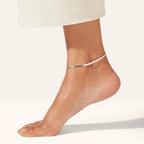 Elegant Flat Snake Chain Sterling Silver Anklet for Women - Minimalist Design in 92.5% Pure Silver
