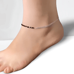 Fusion Black Bead Silver Nazariya Anklet - RishiRich Jewels