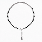 Fusion Black Bead Silver Nazariya Anklet - RishiRich Jewels