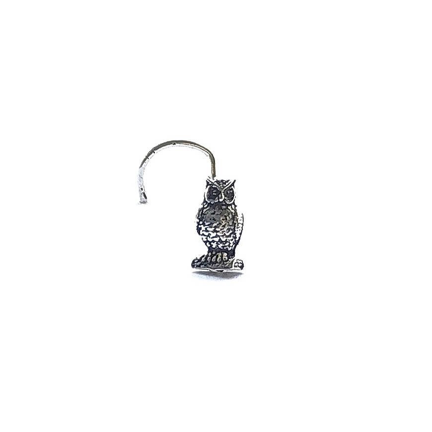 Owl Oxidised Silver Nose Pin - RishiRich Jewels