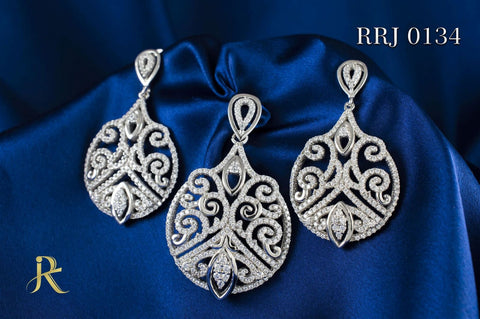 RRJ0134 Pure 925 Sterling Silver Pendant Set - RishiRich Jewels