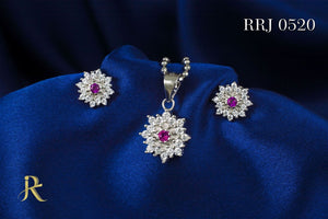 RRJ0520 Pure 925 Sterling Silver Pendant Set - RishiRich Jewels