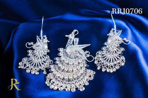 RRJ0706 Pure 925 Sterling Silver Pendant Set - RishiRich Jewels