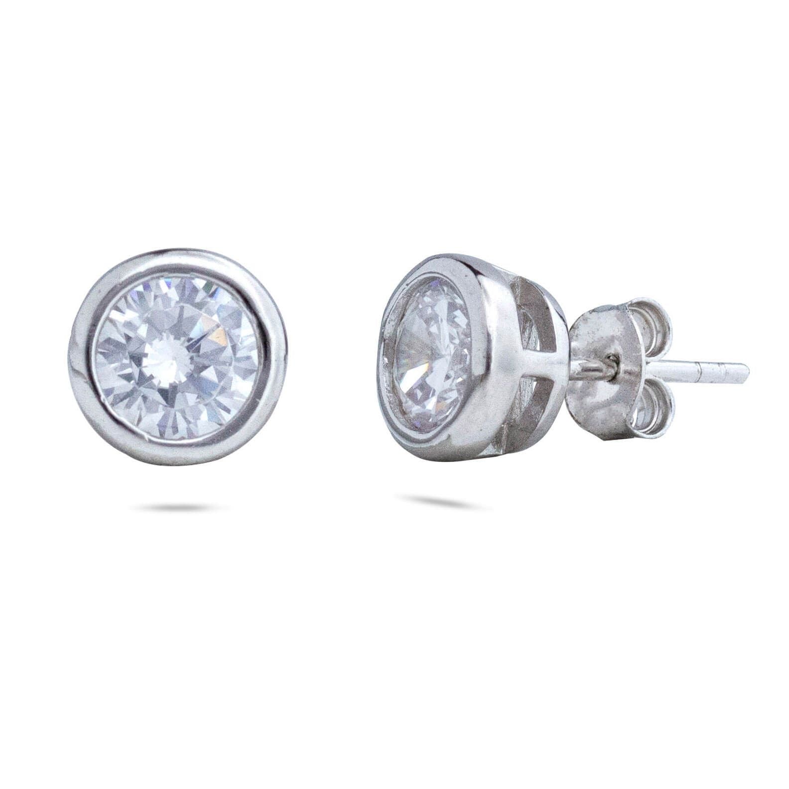 RRJ1019 Pure 925 Sterling Silver 1.3 Carat Solitaire Unisex Stud - RishiRich Jewels