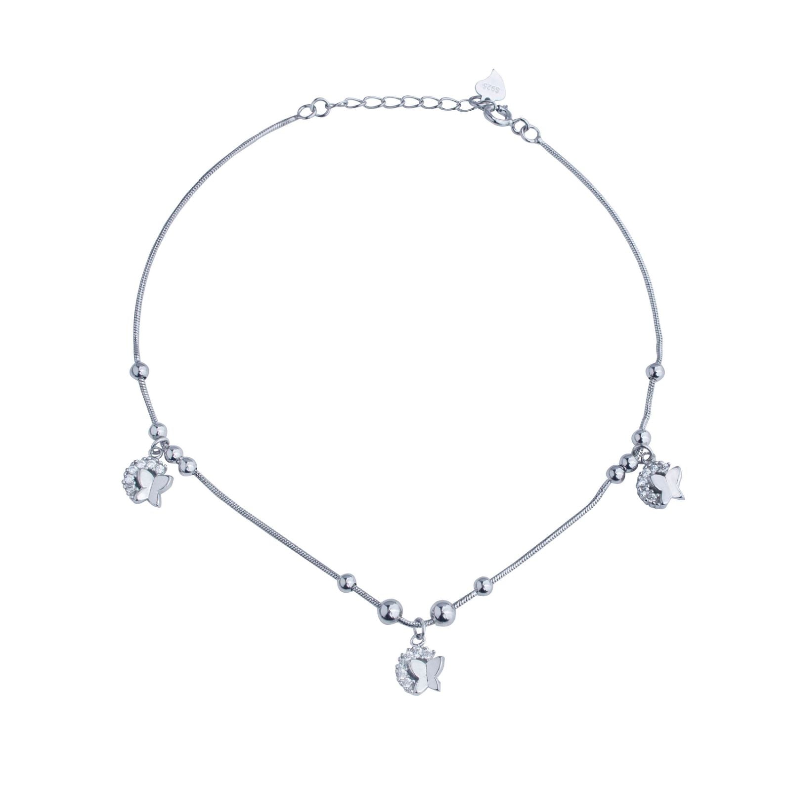 RRJ1084 Pure 925 Sterling Silver Single Anklet - RishiRich Jewels