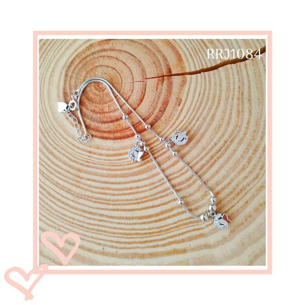 RRJ1084 Pure 925 Sterling Silver Single Anklet - RishiRich Jewels