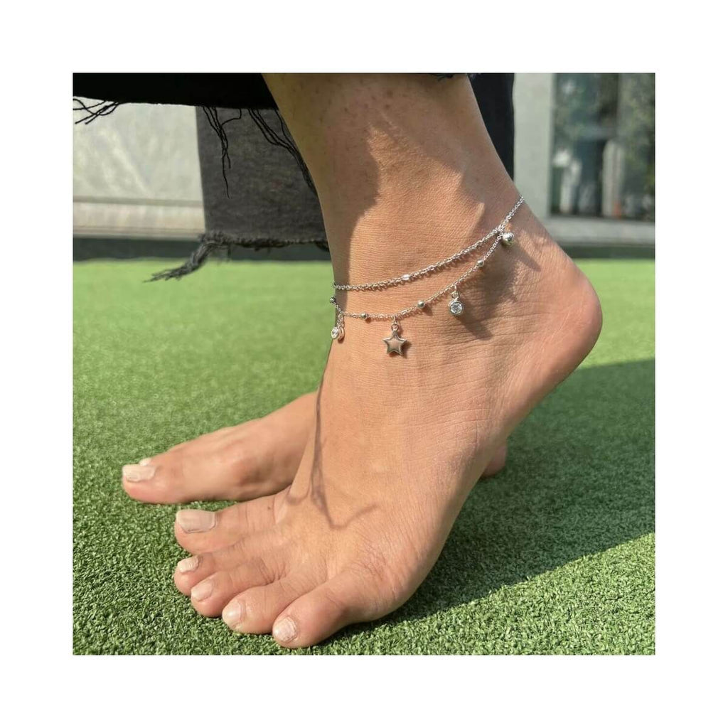 RRJ1202 Pure 925 Sterling Silver Single Anklet - RishiRich Jewels