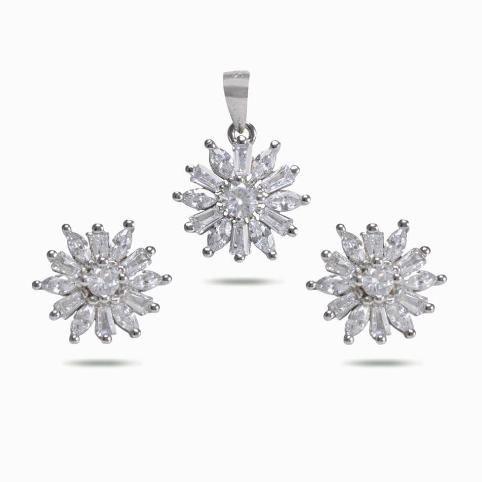 RRJ1241 Pure 925 Sterling Silver Pendant Set - RishiRich Jewels