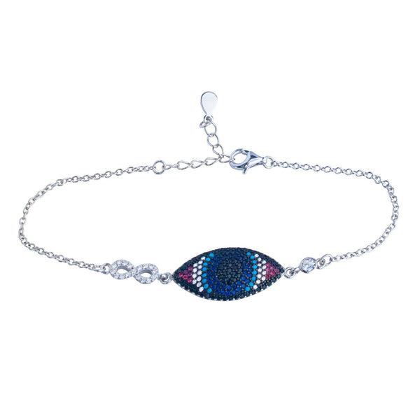 RRJ1246 Pure 925 Sterling Silver Evil Eye Bracelet - RishiRich Jewels