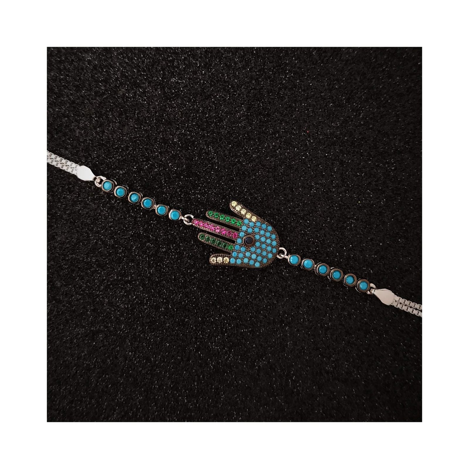 RRJ1247 Pure 925 Sterling Silver Evil Eye Bracelet - RishiRich Jewels