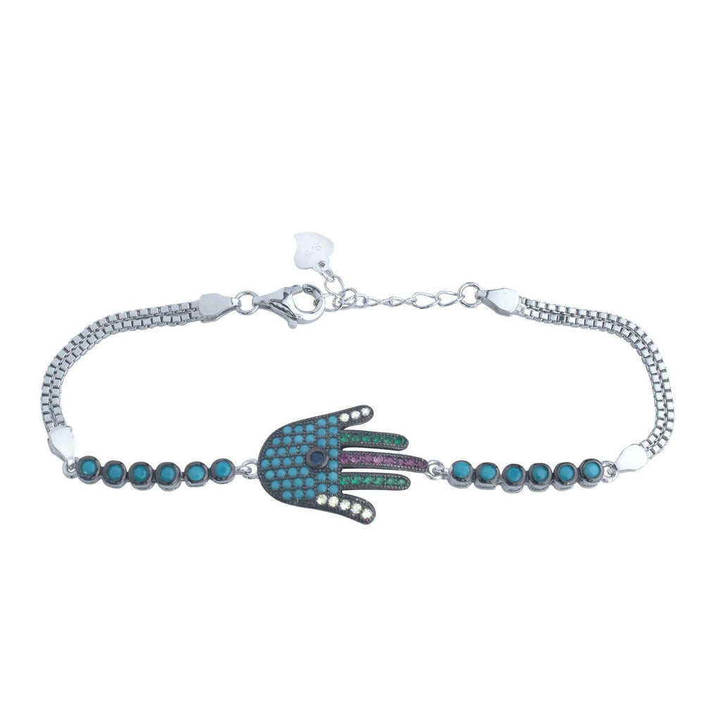 RRJ1247 Pure 925 Sterling Silver Evil Eye Bracelet - RishiRich Jewels