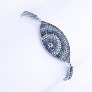 RRJ1248 Pure 925 Sterling Silver Evil Eye Bracelet - RishiRich Jewels