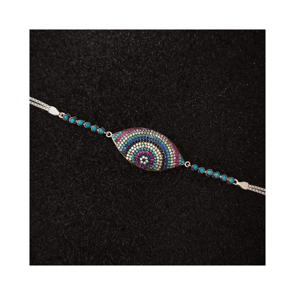 RRJ1248 Pure 925 Sterling Silver Evil Eye Bracelet - RishiRich Jewels
