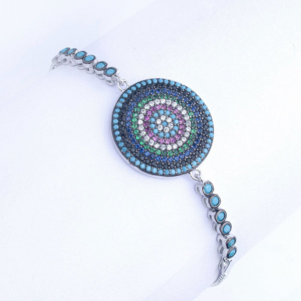 RRJ1251 Pure 925 Sterling Silver Evil Eye Bracelet - RishiRich Jewels
