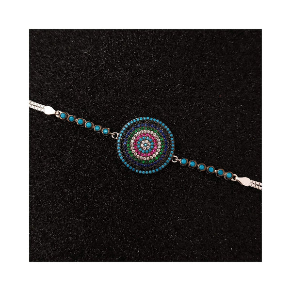 RRJ1251 Pure 925 Sterling Silver Evil Eye Bracelet - RishiRich Jewels