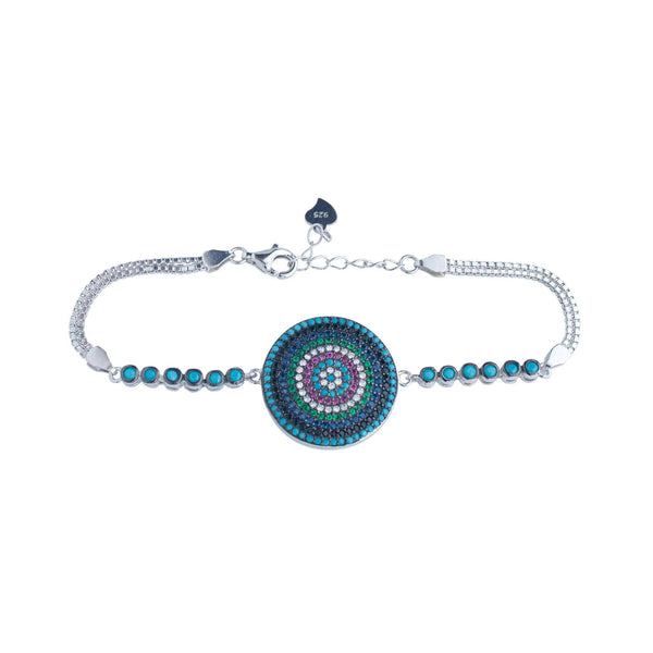 RRJ1251 Pure 925 Sterling Silver Evil Eye Bracelet - RishiRich Jewels