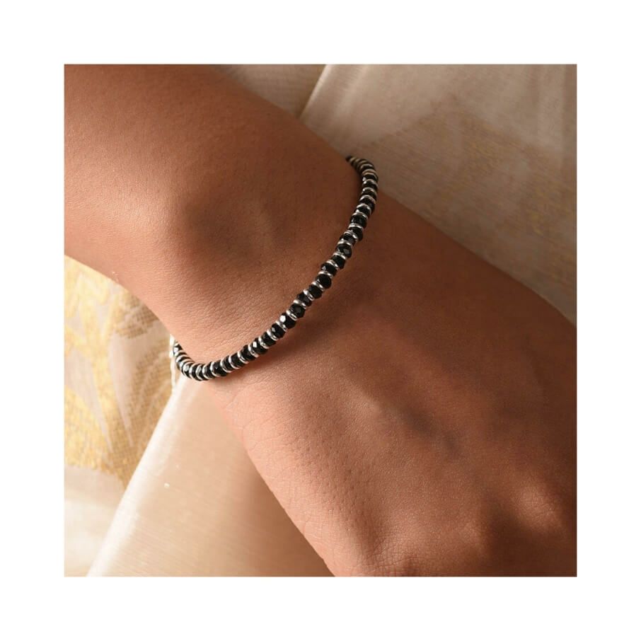 RRJ1337 Pure 925 Silver Adjustable Nazariya Bracelet - RishiRich Jewels