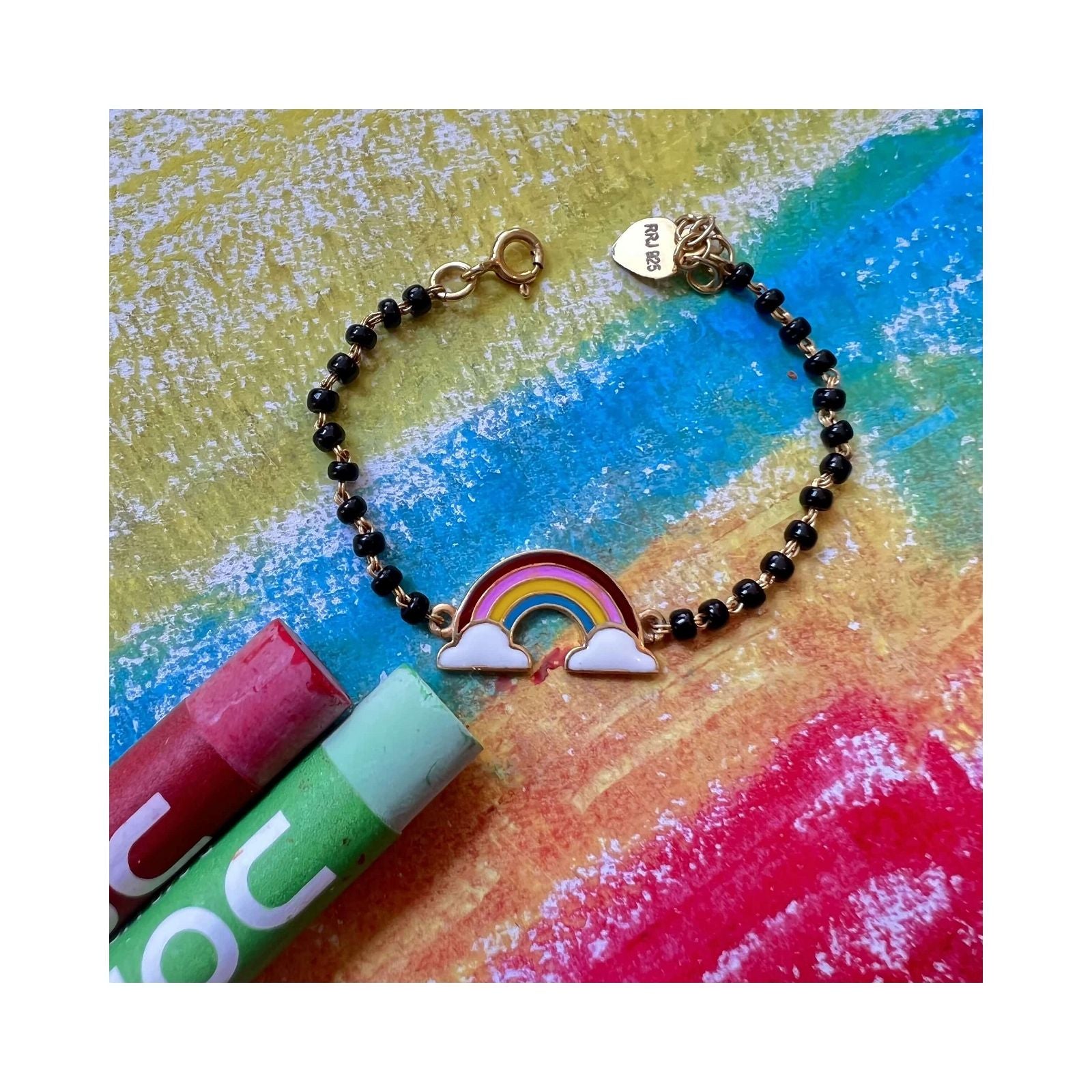 Rainbow Silver Baby Nazariya Bracelet - RishiRich Jewels