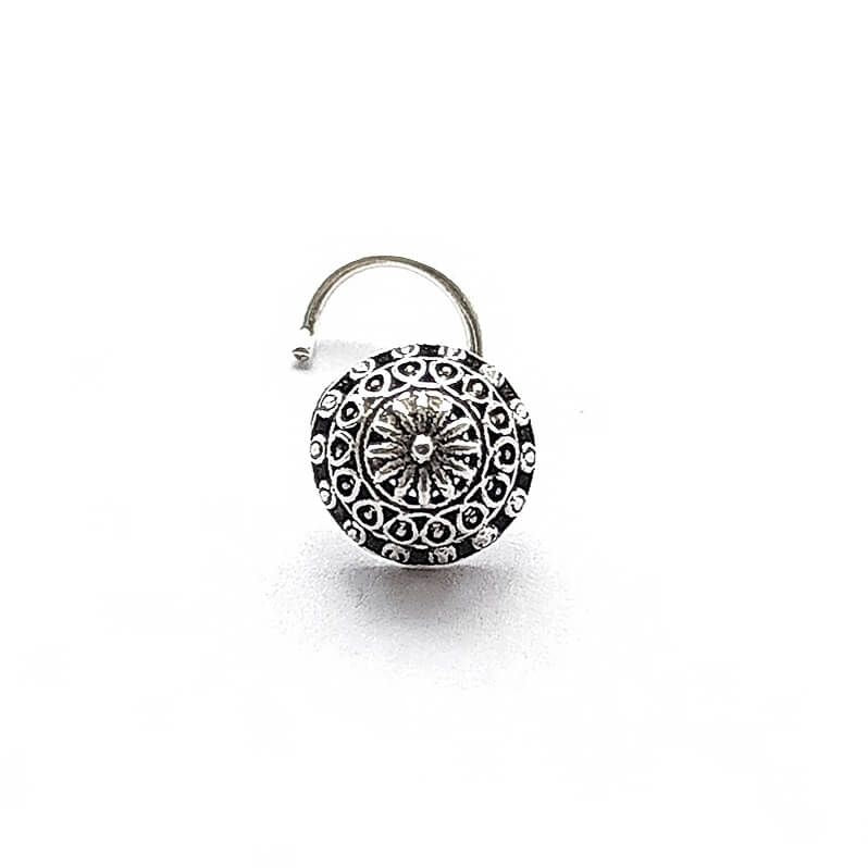 Round - A Oxidised Silver Nose Pin - RishiRich Jewels