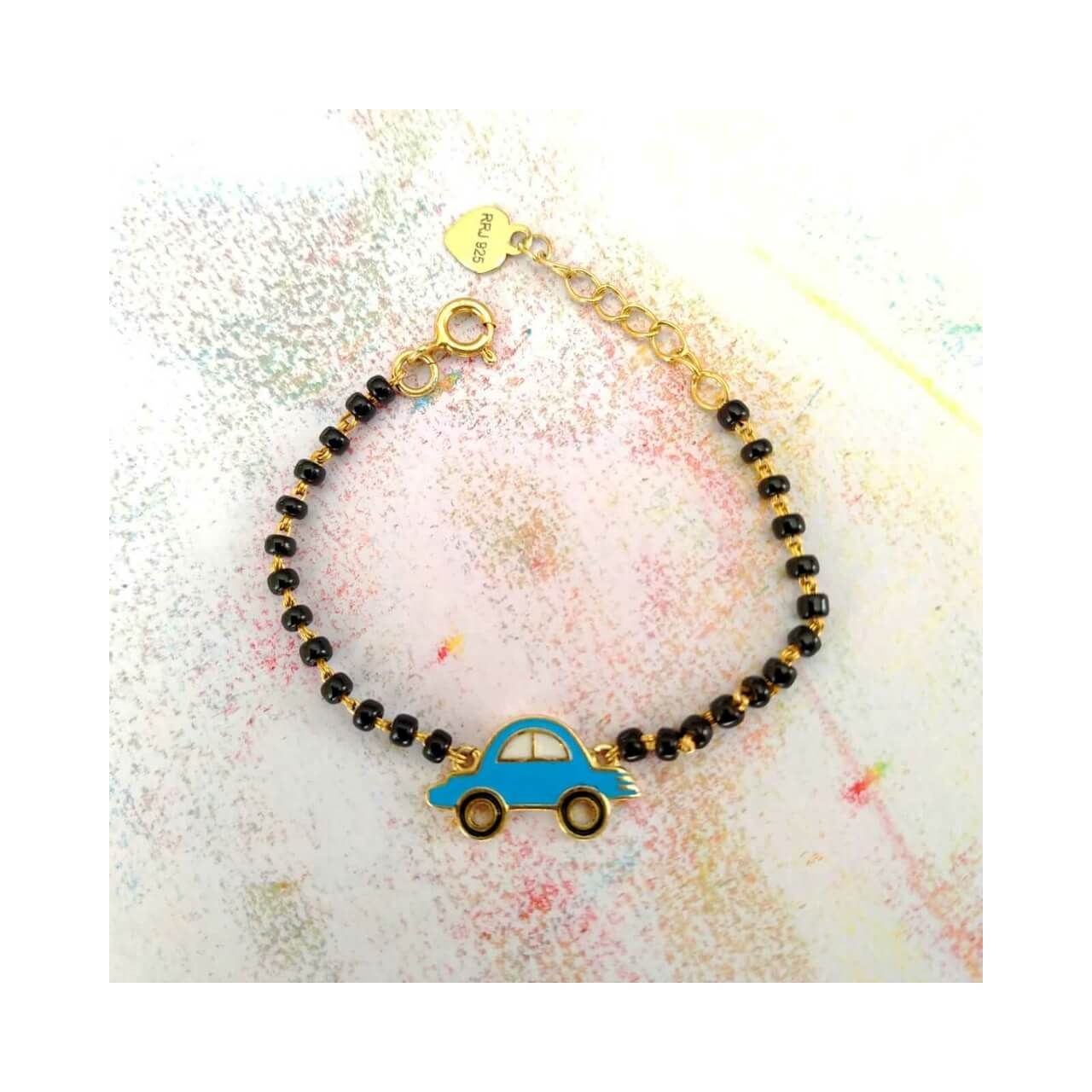 Toy Car Silver Baby Nazariya Bracelet - RishiRich Jewels