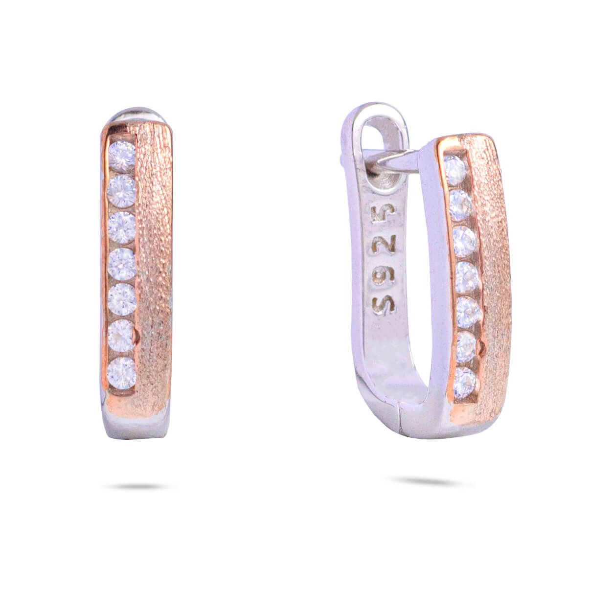 U Shape Rose Gold Plated Hoop Earring - 2 - RishiRich Jewels