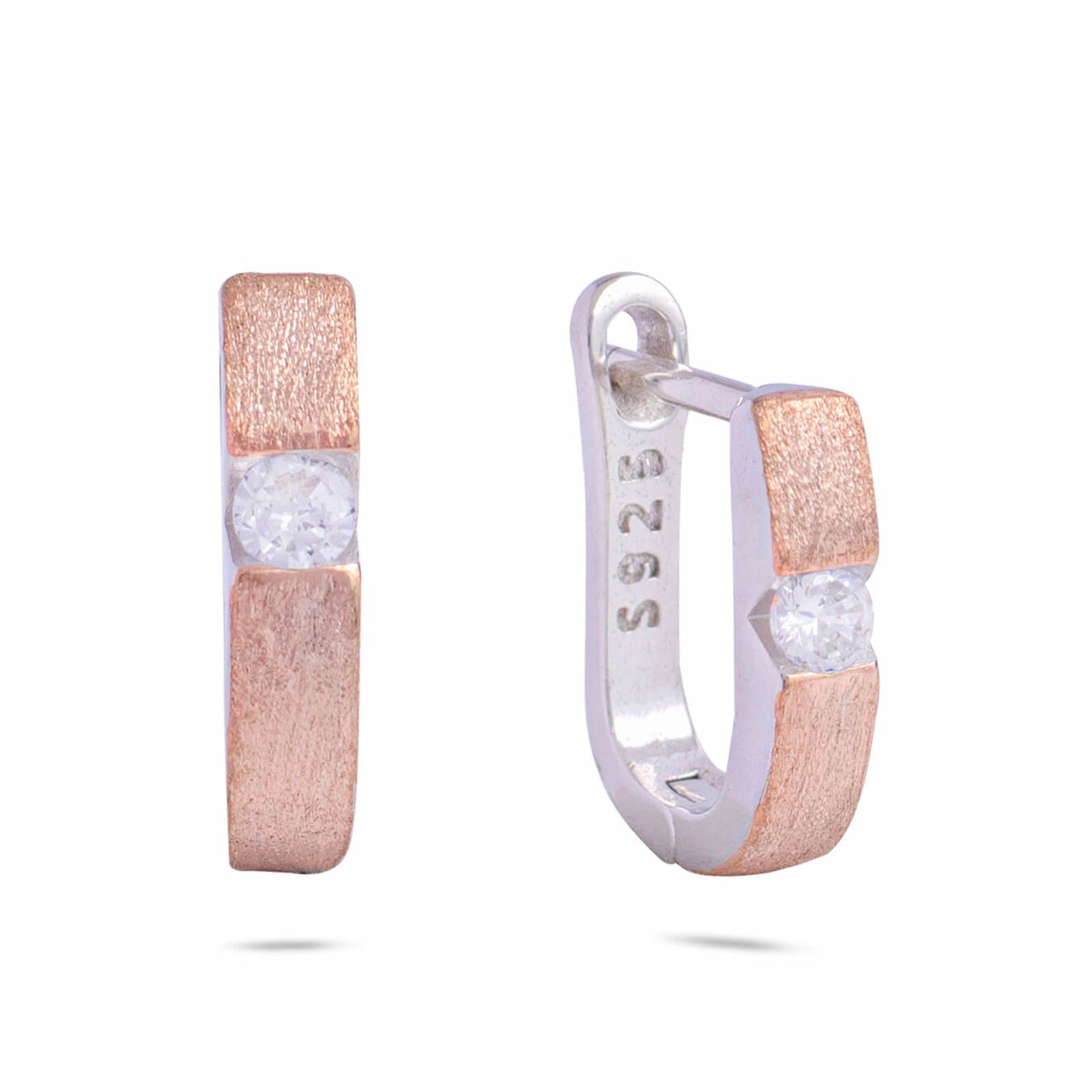 U Shape Rose Gold Plated Hoop Earring - 3 - RishiRich Jewels